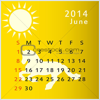 Vector calendar 2014 june