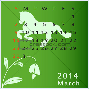 Vector calendar 2014 march