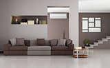 Beige and brown modern living room