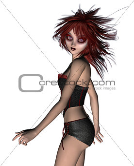3d girl in black corset