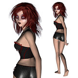 3d girl in black corset