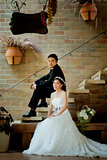 Asian wedding couple show concept of love