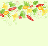 Background with green and yellow leaves