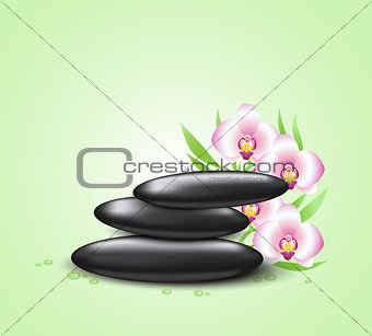 Background with orchids and spa stones