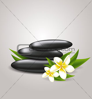 Flowers and spa stones