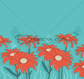 Green background with red gerbera