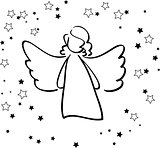 Angel and stars black and white love concept