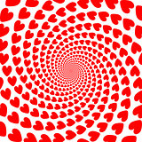 Design red heart spiral motion backdrop. Valentines Day card