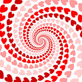 Design red heart whirl movement background. Valentines Day card