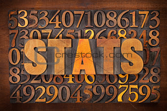 stats (statistics) word in wood type