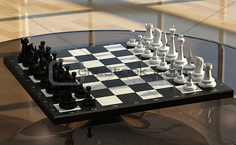 chess on a glass table