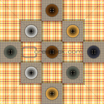set of fabric with buttons on a contrasting background