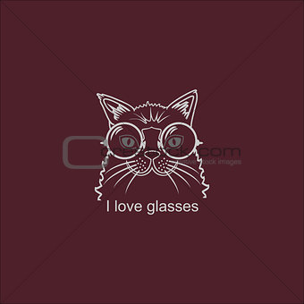 Vector Fashion Portrait of Hipster Cat