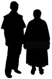 poor old couple silhouette vector