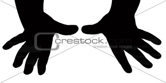 a pair baby hands silhouette vector