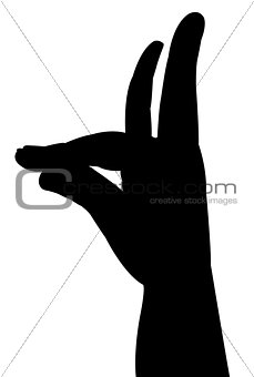 wolf shaped hand silhouette vector