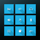 Vector flat audio icon set