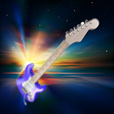 abstract music background with electric guitar