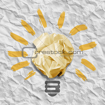 Wad of crumpled paper in the form of light bulbs