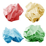 Colorful crumpled paper wads