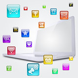 Laptop and application icons