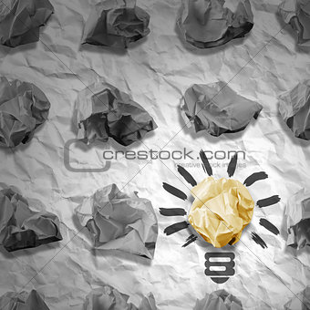 Lamp made ​​of paper and crumpled paper wads