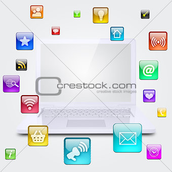 Laptop and application icons