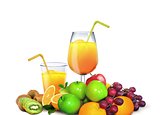 Glasses of Juices with Fresh Fruits