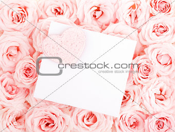 Beautiful roses with gift card & heart