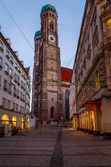 Church of Our Lady (Frauenkirche) in Munich at Dawn, Bavaria, Ge