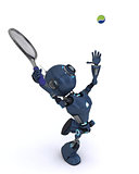 3D Render of an Android playing tennis