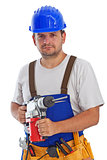Worker with power drill - isolated