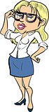 Cartoon female office worker with glasses