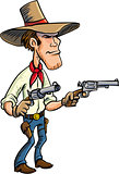 Cartoon cowboy drawing guns