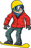 Cartoon smiling olympic snowboarder