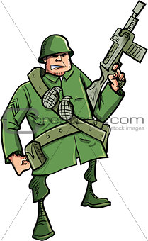 Cartoon soldier with machine gun