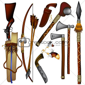 set of  weapons American Indian
