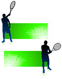 Tennis Player with Green Banners