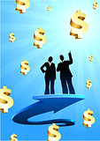 Business of profits background with two people