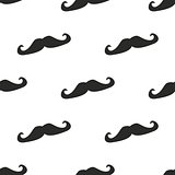 Seamless vector pattern with big black mustache on white backgrund