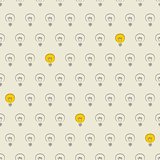 Seamless vector pattern, texture, background with doodle hand drawn light bulbs isolated on beige neutral background