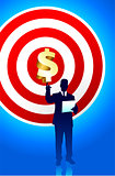 Target profits background with business executive