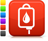 blood bag icon on square internet button