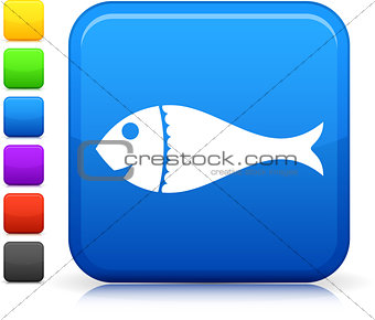 fish  icon on square internet button