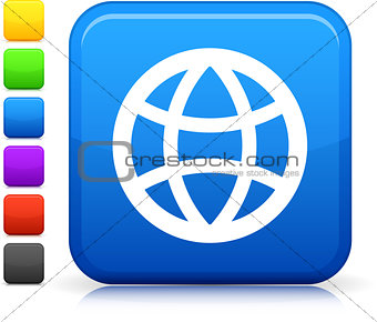 globe icon on square internet button