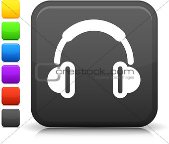Headphones icon on square internet button
