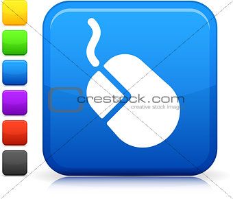 computer mouse icon on square internet button