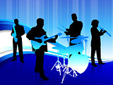 Musical Band on Abstract Blue Background