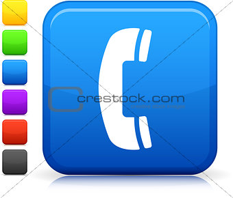 Telephone icon on square internet button