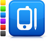 Smart phone icon on square internet button